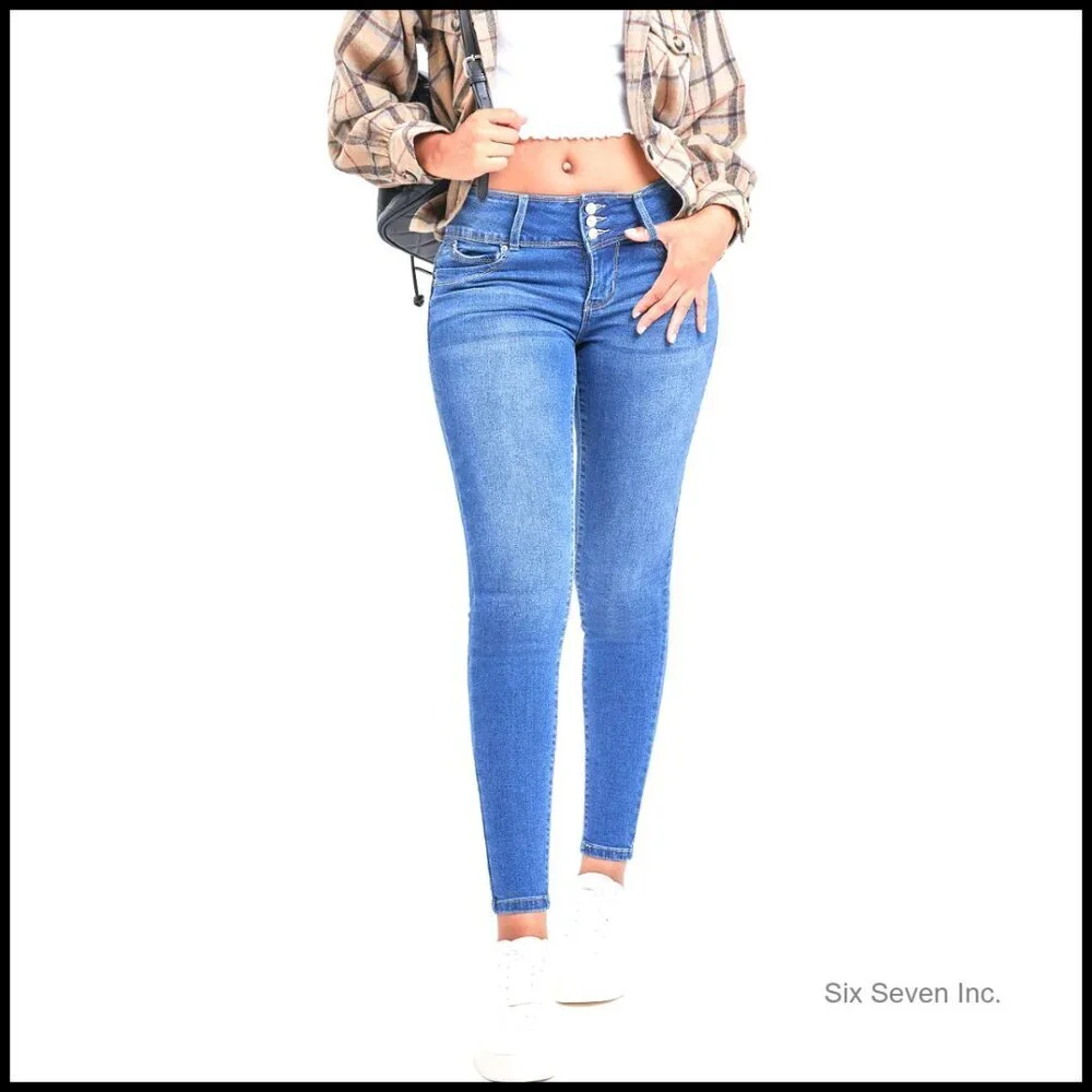 Mid-Rise Skinny Jeans Stretchy Recycled Fibers Y2K Retro Fit Heart Stitching